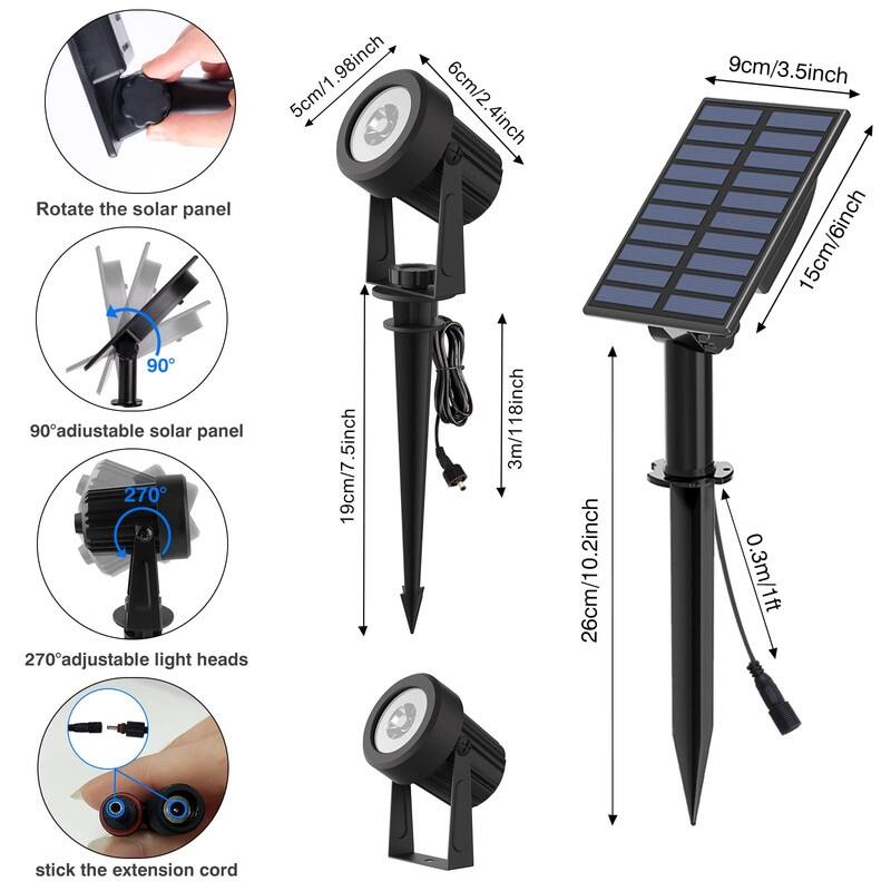 Solar Garden Spot Lights, LED Solar Landscape Light Outdoor