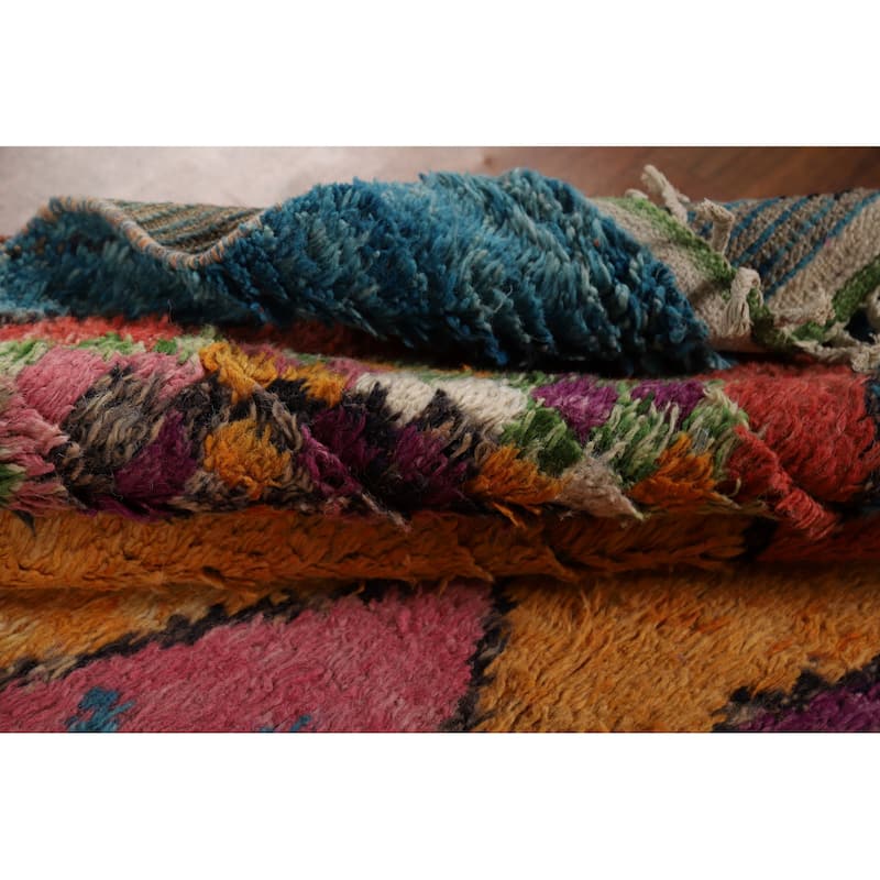 Colorful Trellis Moroccan Area Rug Handmade Geometric Wool Carpet - 7'7" x 11'0"