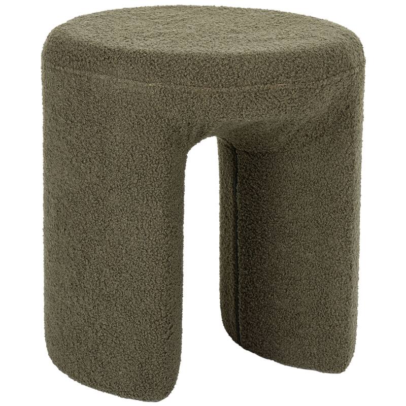 Upholstered Boucle Horseshoe Ottoman Stool Foot Rest Seat Living Room