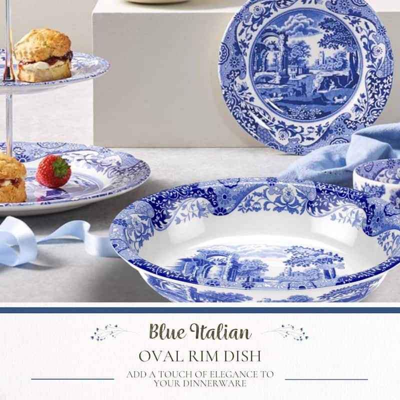 Spode Blue Italian Oval Rim Dish