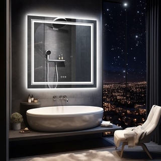 Square mirror with led lights top
