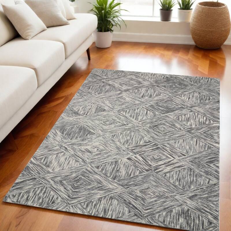Ciyit Power Loomed Geometric Modern Soft Area Rug By HomeRoots - 90' X '60' X '0.5 - 90' X '60' X '0.5 - Charcoal - Rectangle