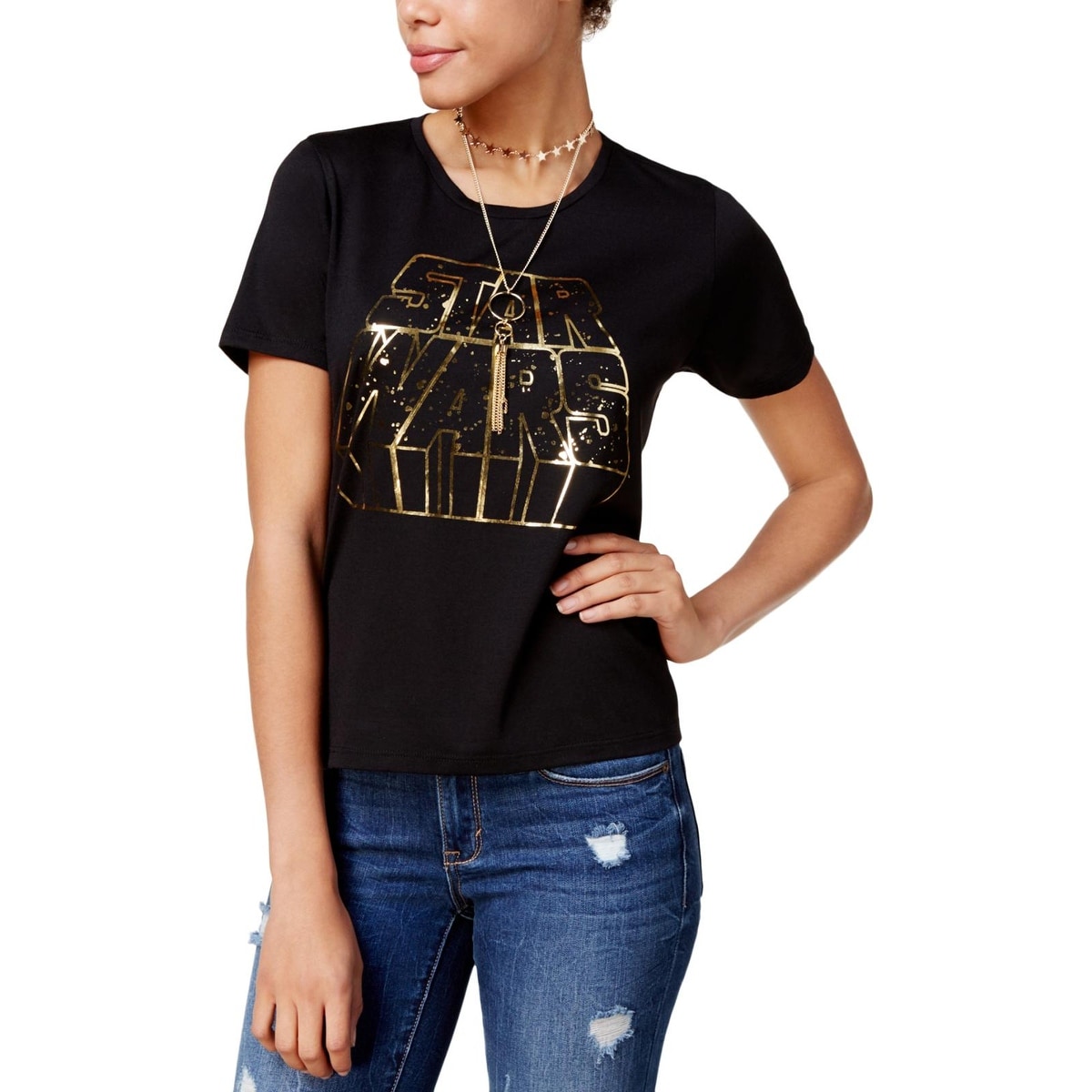 Shop Star Wars Womens Juniors T Shirt Metallic Short Sleeves