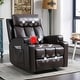 preview thumbnail 4 of 31, Manual Recliner Massage and Heating Chair Sofa with 2 Cup Holders Breathable Fabric Brown