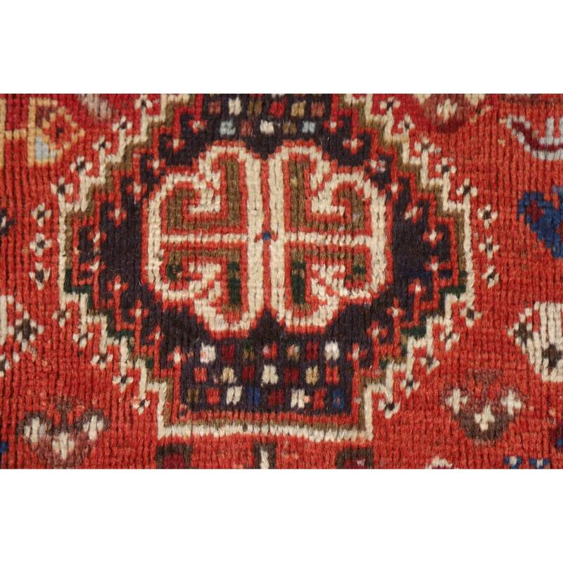 Qashqai Persian Vintage Area Rug Hand-Knotted Tribal Wool Carpet - 3'7"x 5'4"