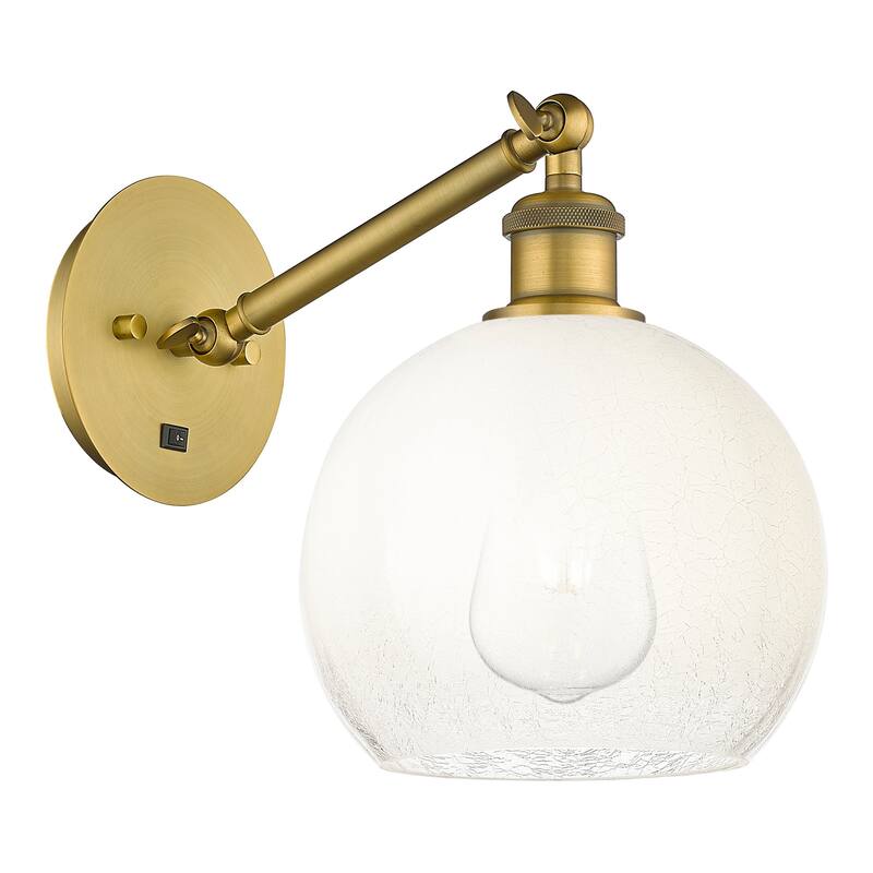 Innovations Lighting 317-1W-11-8 Brookhaven Globe Sconce Brookhaven - Brushed Brass / Opal
