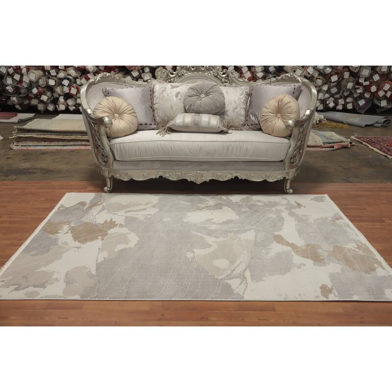 Machine Made Oriental Polyester Carpet Modern Abstract Greys & Charcoal Modern Area Rug - 7' 5'' X 5' 2''