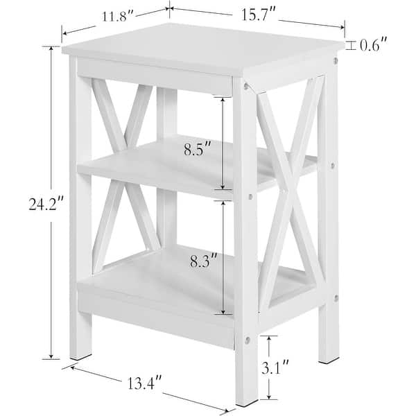 dimension image slide 0 of 5, Modern Nightstand with 3-Tier Storage Shelves, Nightstands Set of 2