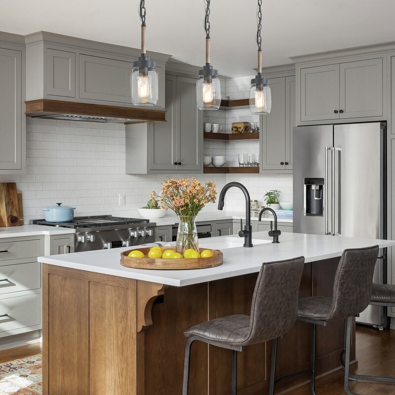 Modern Farmhouse 1-Light Mini Mason Jar Glass Pendant Lights for Kitchen  Island - 4