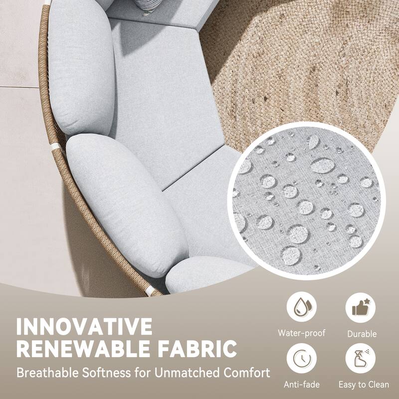 Outdoor All-Weather Aluminum Half Moon Curved Sofa Rattan Sectional Sofa Deep Seating Patio Outdoor Conversation Sets