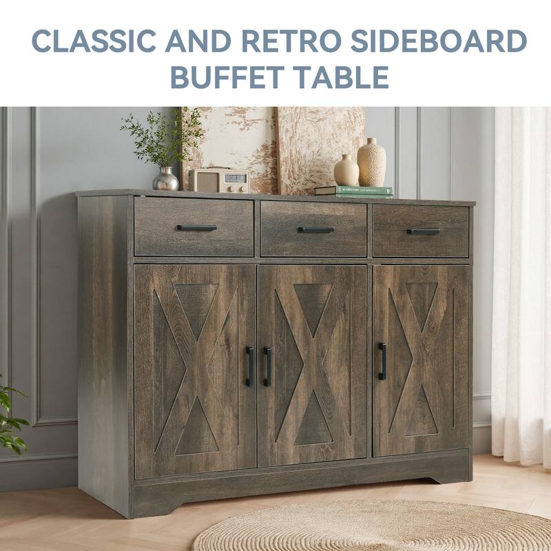 42.6" Wide TV Stand Console with 3 Storage Drawer