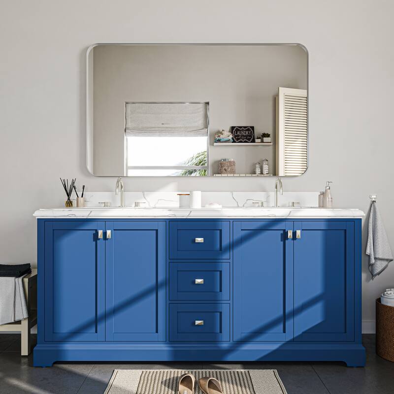 Stylish Rounded Aluminum Framed Bathroom Mirror – Full Length Wall Accent Mirror for Elegant Home Decor