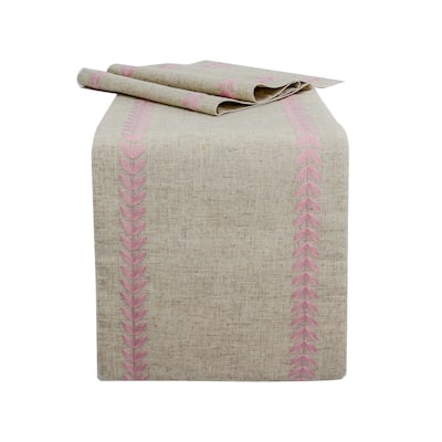 Truesdale Floral Embroidered Table Runner, 15 by 70-Inch, Pink