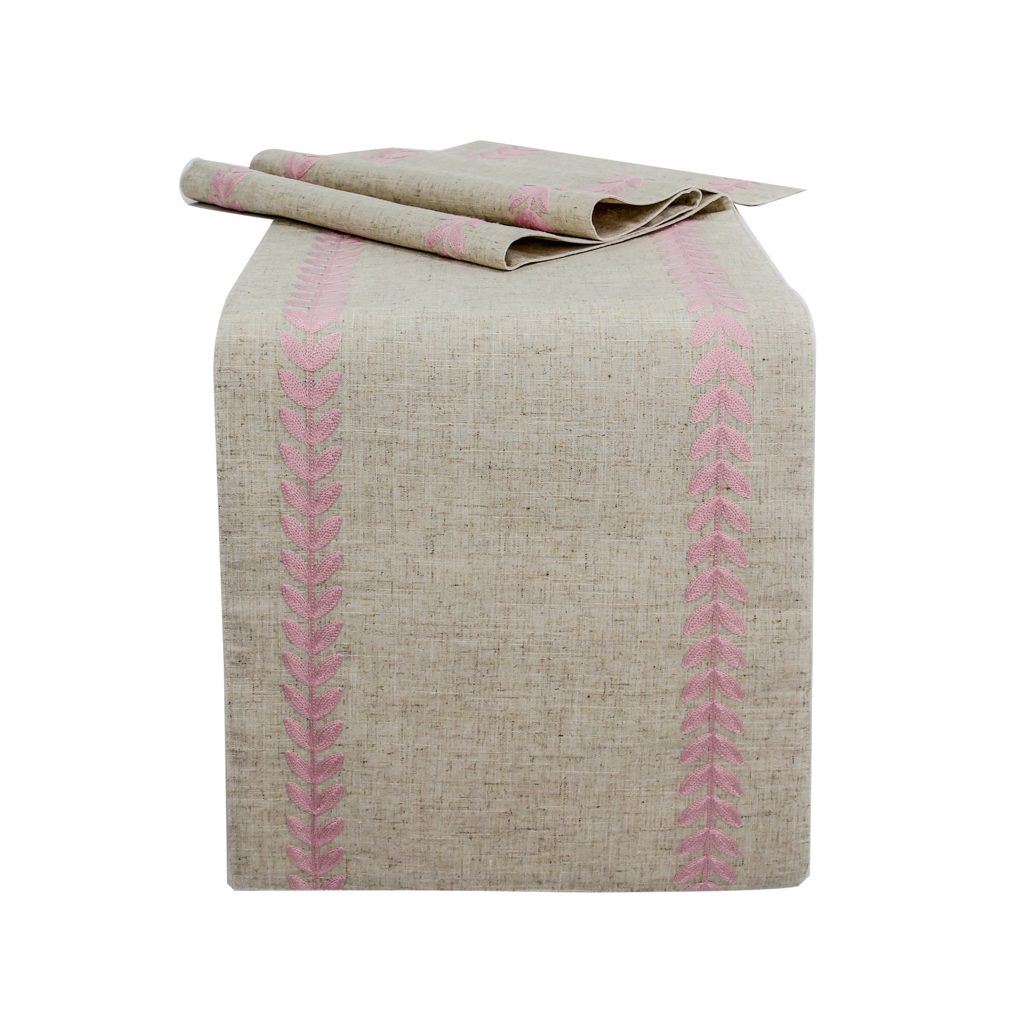 Truesdale Floral Embroidered Table Runner, 15 by 70-Inch, Pink