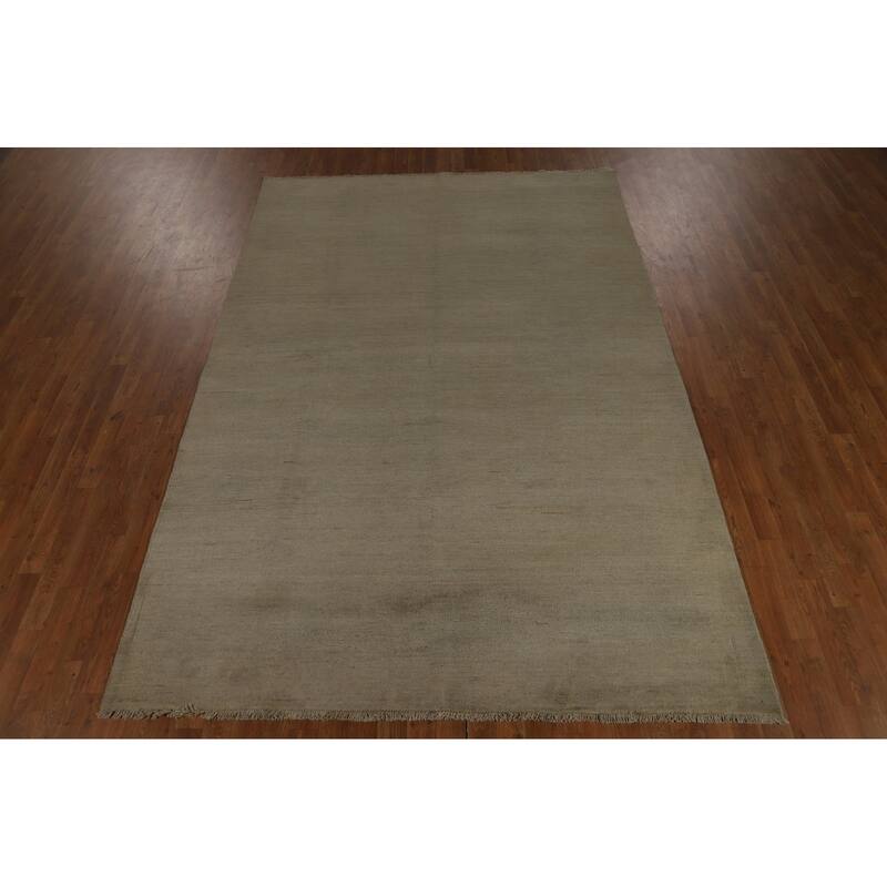 Beige & Gray Gabbeh Modern Area Rug Hand-Knotted Wool Carpet - 6'6" x 9'7"