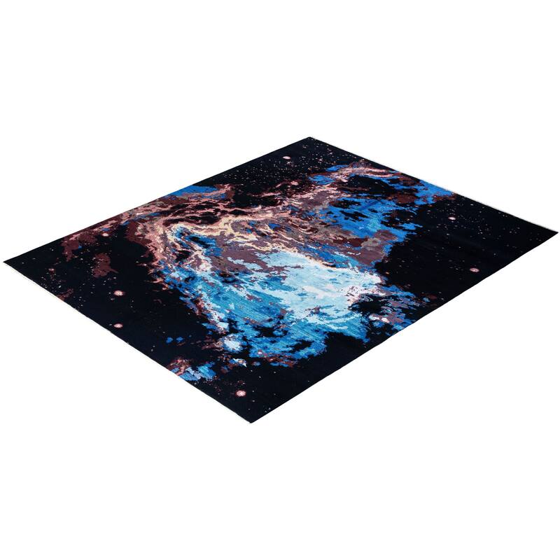 Ikat One-of-a-Kind Hand-Knotted Area Rug - Black, 8' 1" x 10' 0" - 8' 1" x 10' 0"
