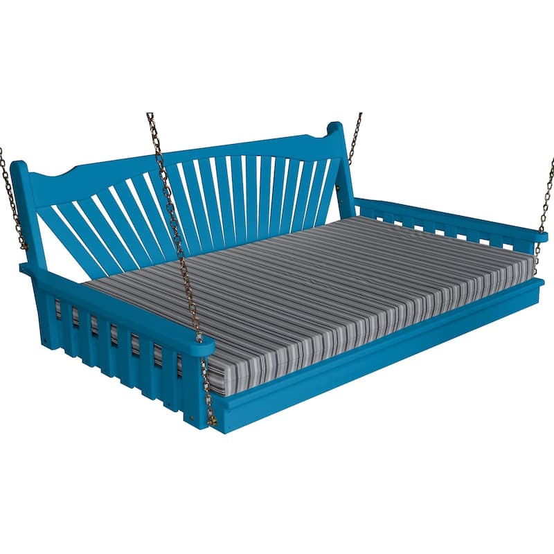Pine 6' Fanback Swingbed - Caribbean Blue