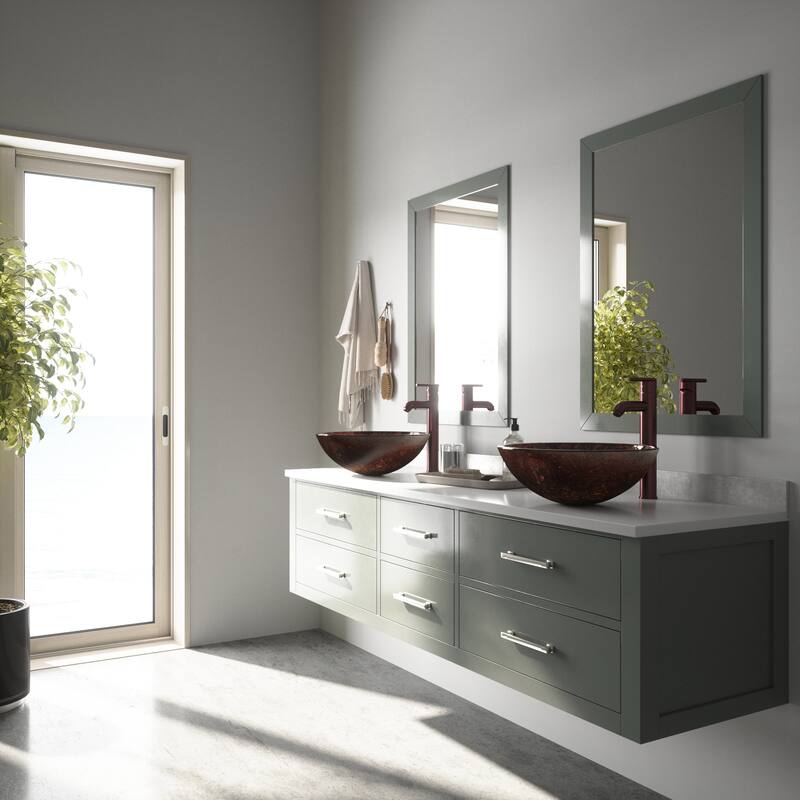 VIGO Giovanni 17"L x 17"W x 6"H Glass Round Vessel Bathroom Sink