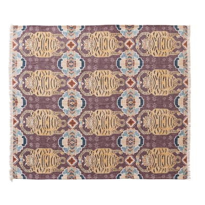 Cotton Slub Printed Throw Blanket with Pattern