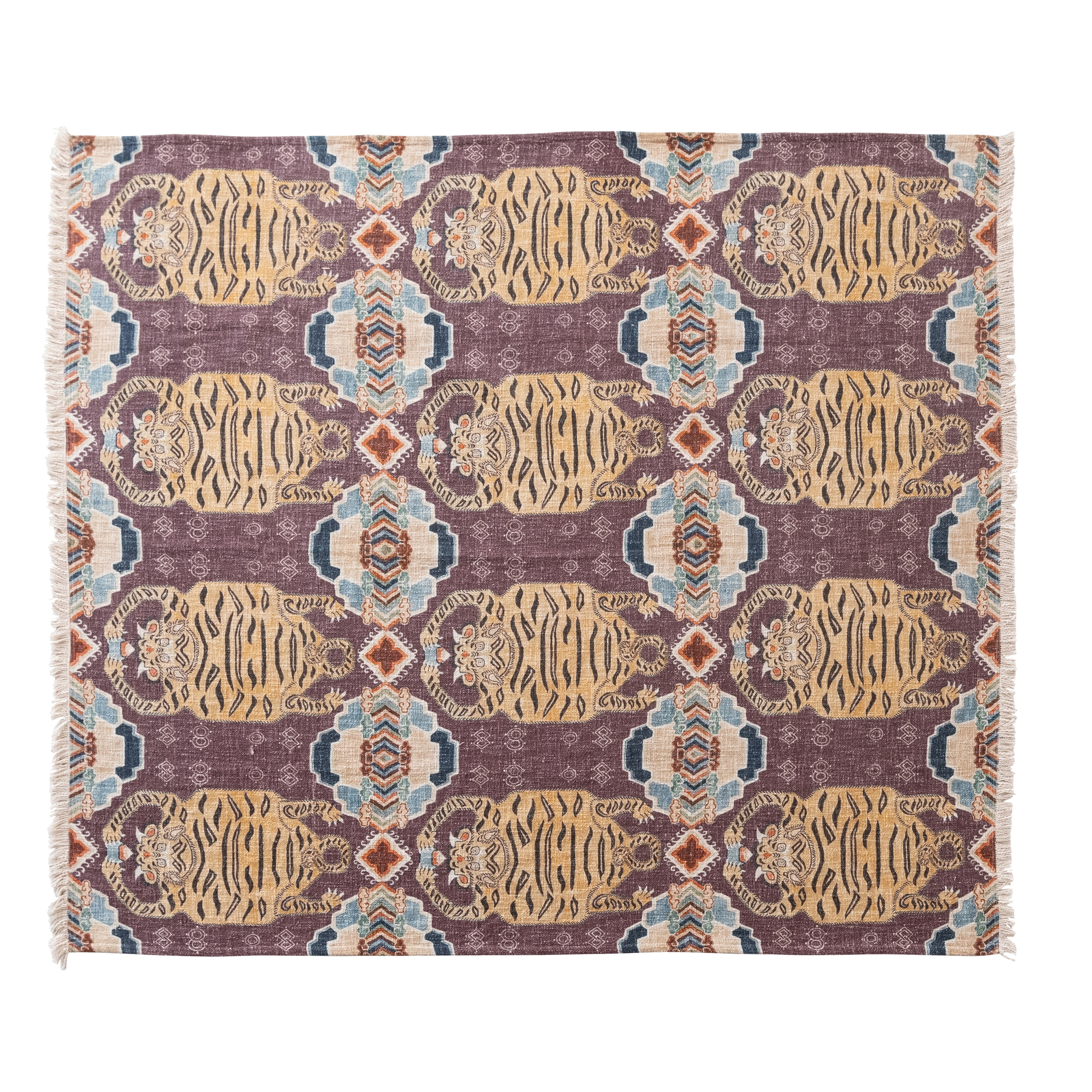 Cotton Slub Printed Throw Blanket with Pattern