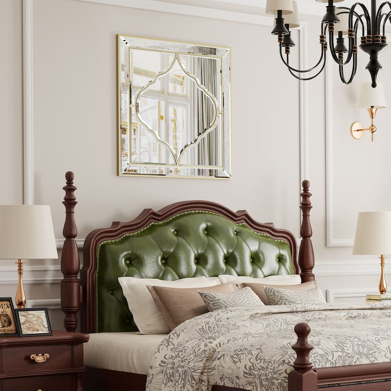 Square Glass Wall Mirror Decorative Hanging for Living Room