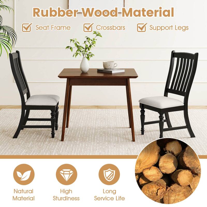 Costway Set of 2/4 Dining Chairs with Solid Wood Legs & Padded Seat - See Details