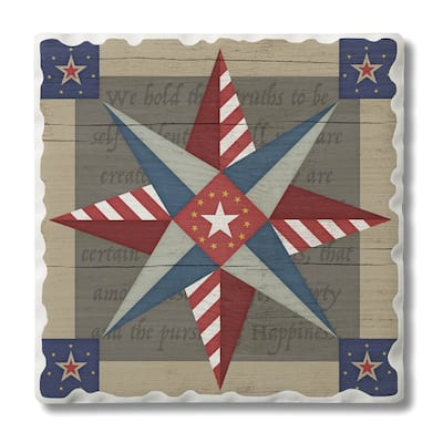 Counterart Absorbent Stone Coasters - American Guiding Star - Set of 4 - 4x4x1.459