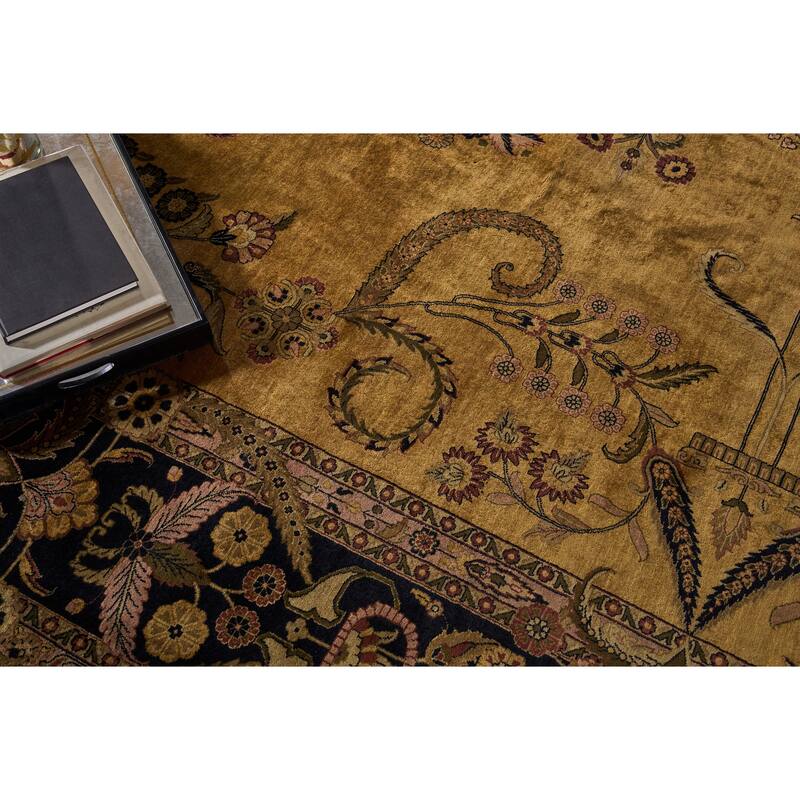 EXQUISITE RUGS ONE-OF-A-KIND Antique Weave Mohajeran Hand Knotted Gold Rug - 14'x18'1"