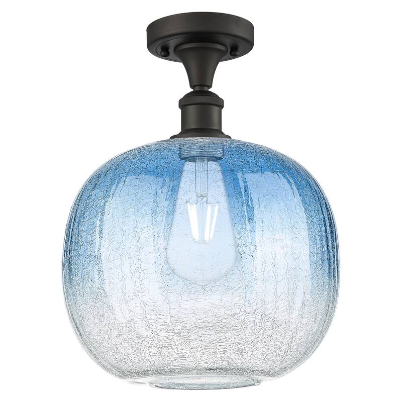 Innovations Lighting Endless Possibilities Ballston - Brookhaven Sphere - 1 Light 11" Semi-Flush Mount - Oil Rubbed Bronze/Sapphire Blue