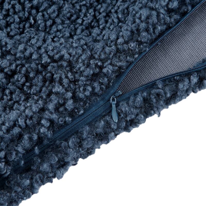 HiEnd Accents Teddy Textured Boucle Decorative Euro Pillow with Down Insert, 27" x 27"