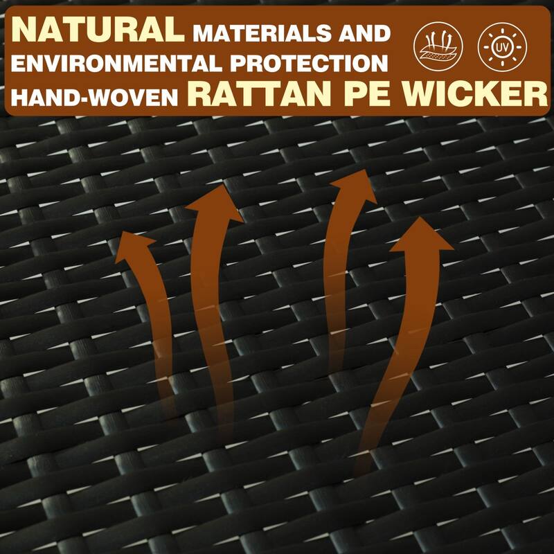 VEIKOUS 3-Piece Outdoor Wicker Patio Porch Rocking Chair and Rattan Coffee Table Set with Cushions and Pillows