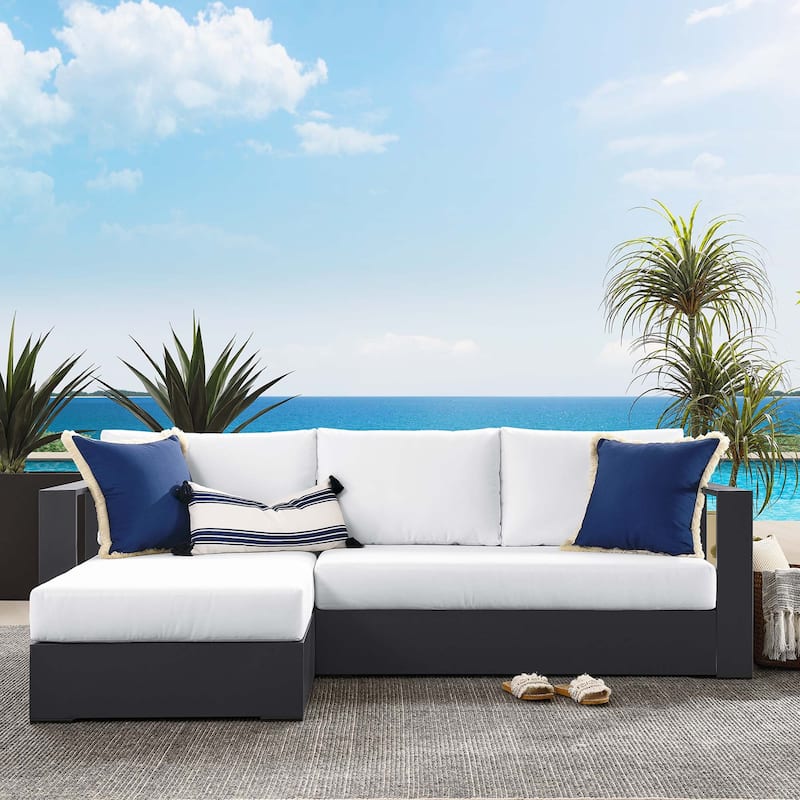 Tahoe Patio Aluminum 2-Piece Left-Facing Chaise Sectional Sofa Set - White