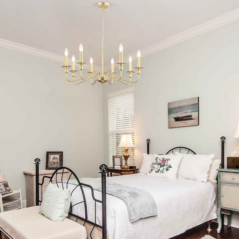 8-Light American Country Design Chandelier, Candle Style Chandelier for Dining Room Living Room Bedroom Kitchen - N/A