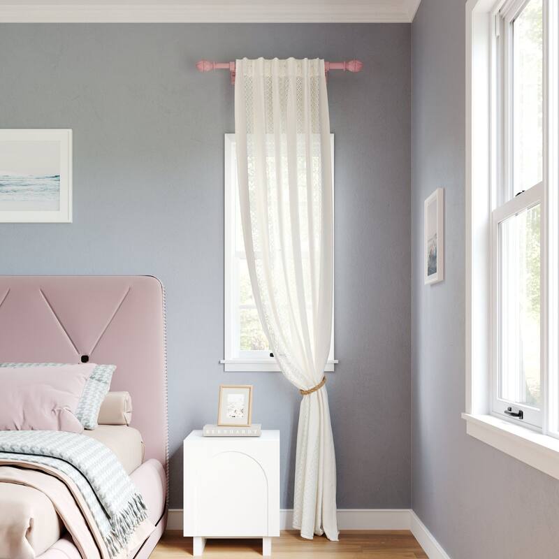 Acroma Metal Adjustable Single Modern Curtain Rod Pink.