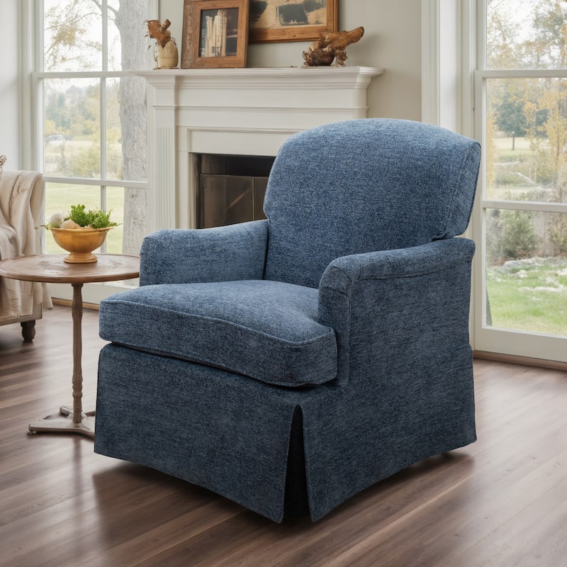 Art Leon Upholstered Swivel Accent Armchair - Blue