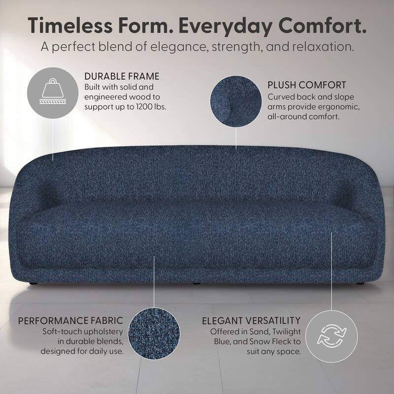 Figueroa 90 in. 3-Seater Sofa with Oval Seat and Slope Arms