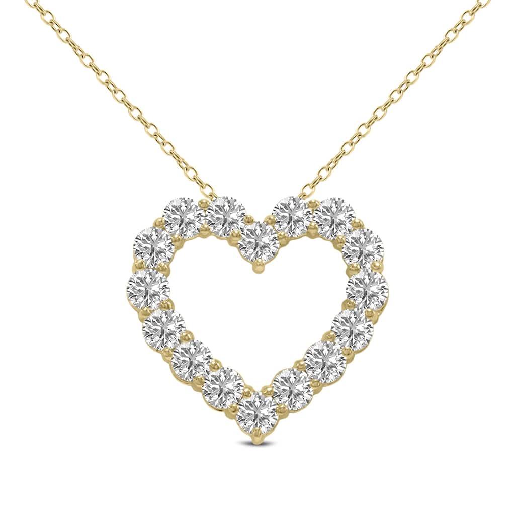 Marquee 1 Carat TW Lab Grown Diamond Heart Shape Pendant in 14K Yellow Gold