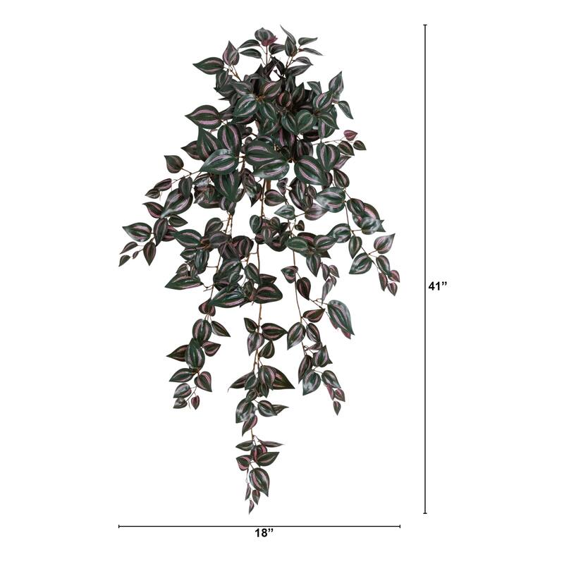 41-in UV Resistant Artificial Wandering Jew Hanging Plant - Set of 3