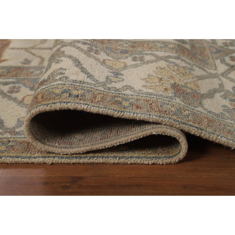 Earth Tone Oushak Indian Area Rug Hand-Knotted Wool Carpet - 8'3" x 9'8"