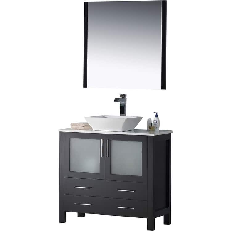 Blossom Sydney 36" Bathroom Vanity with Ceramic Vessel Sink and Mirror - Espresso