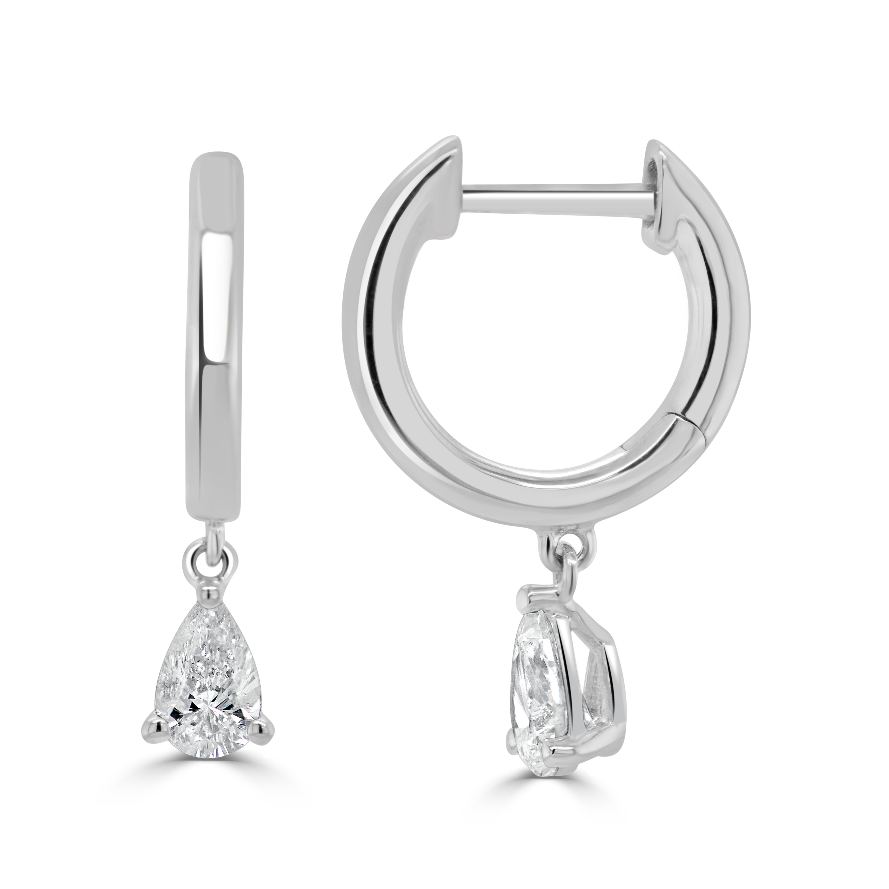 Joelle Collection Diamond Pear Shape Drop Earrings 14K Gold