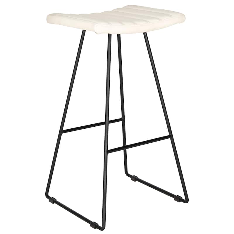 SAFAVIEH Concha Mid-Century Dining Modern Black 30-inch Bar Stool (Set of 2) - 16.5" x 16" x 30" - 17Wx16Dx30H