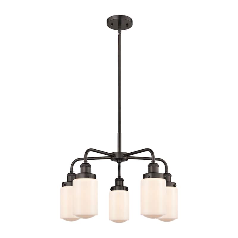 Innovations Lighting Dover - 5 Light 23" Stem Hung Chandelier - Oil Rubbed Bronze/Matte White