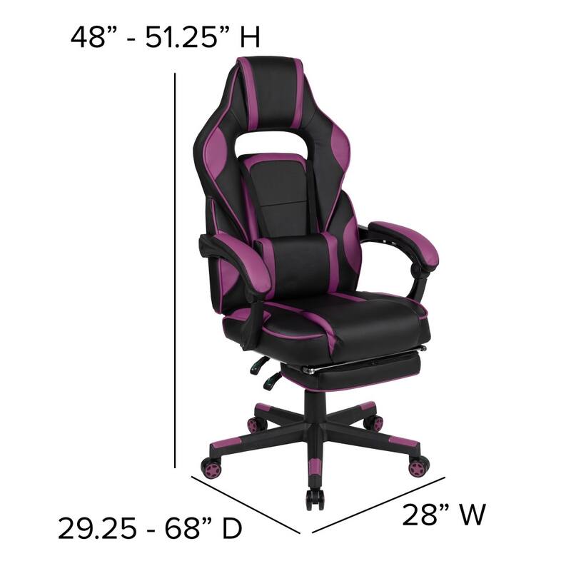 Ergonomic Gaming Chair -Recline Back/Arms, Footrest, Massaging Lumbar