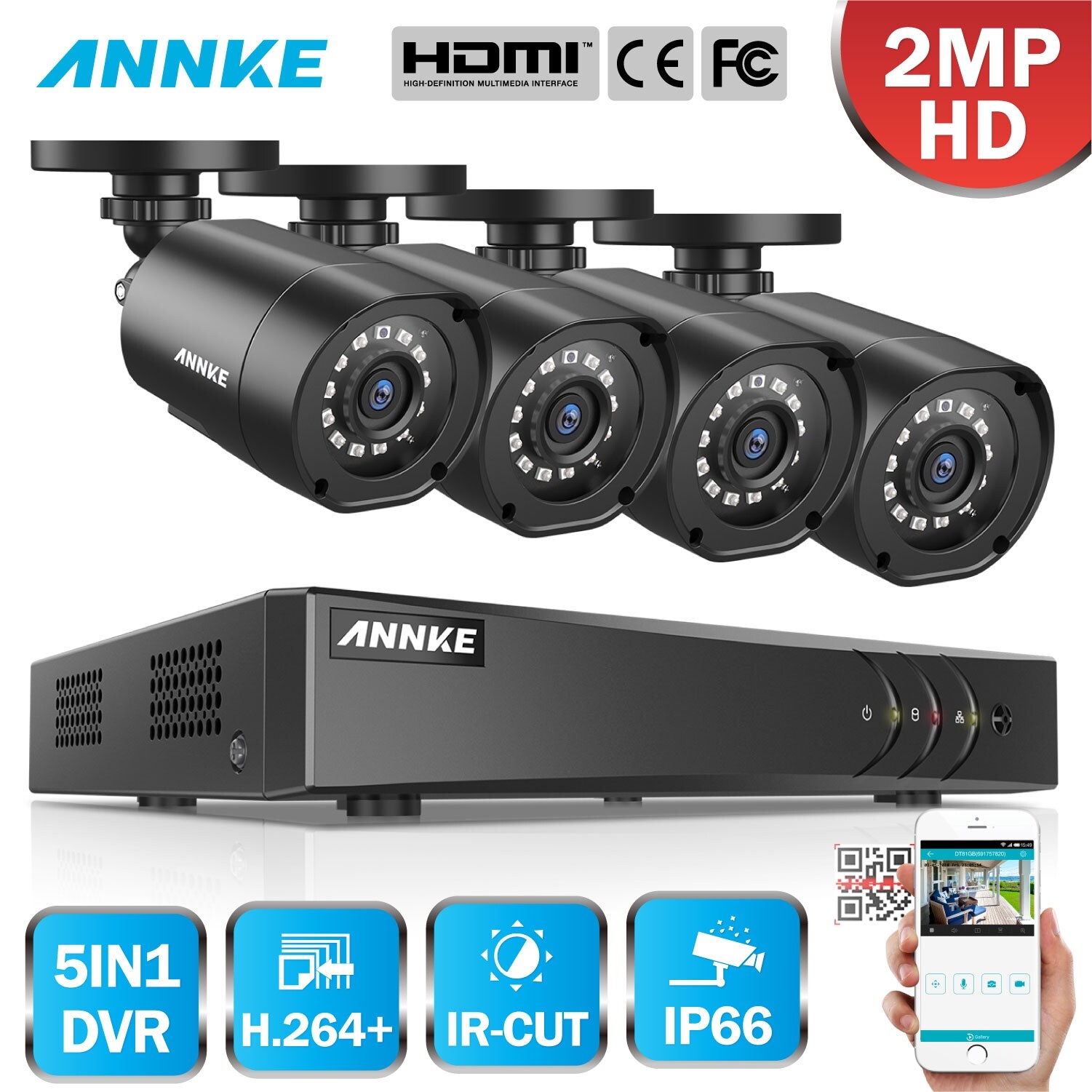 8CH 5in1 HDMI DVR 8 1500TVL IR-CUT Outdoor Security Camera System 1TB Hard Drive