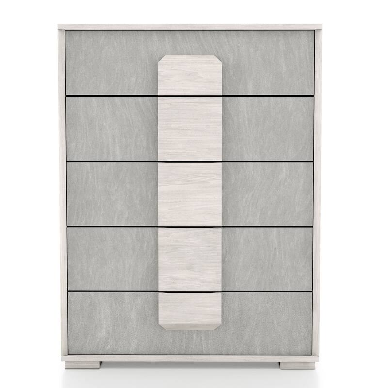 Furniture of America Jonnick Contemporary Two-tone Washed White 5-Drawer Chest