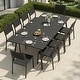 preview thumbnail 1 of 27, 11-piece Outdoor Patio Aluminum Rectangle Dining Set with Umbrella Hole