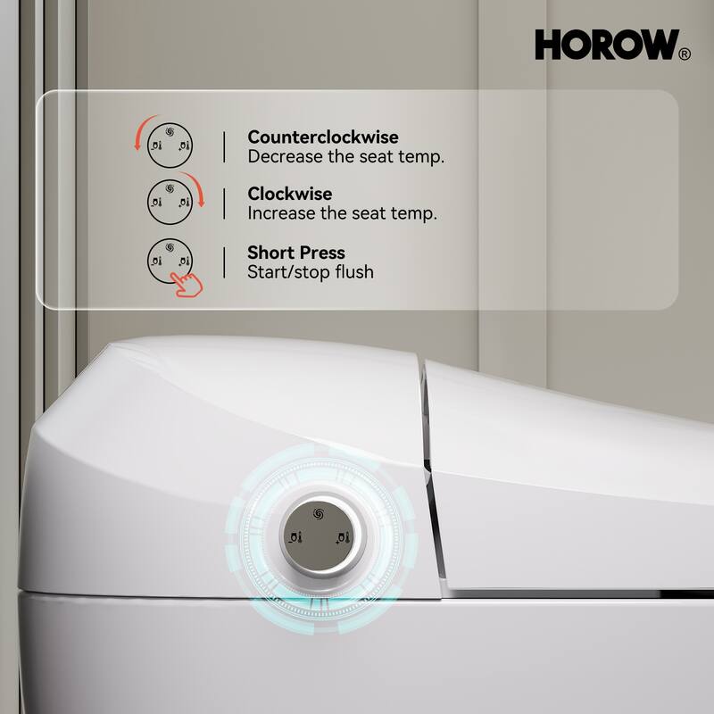HOROW One Piece Dual Flush Elongated Toilet 1.27 GPF White Seat Included