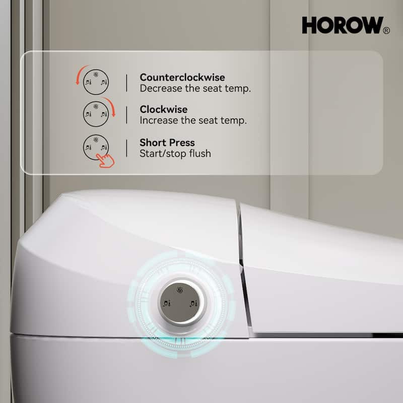 HOROW One Piece Dual Flush Elongated Toilet 1.27 GPF White Seat Included