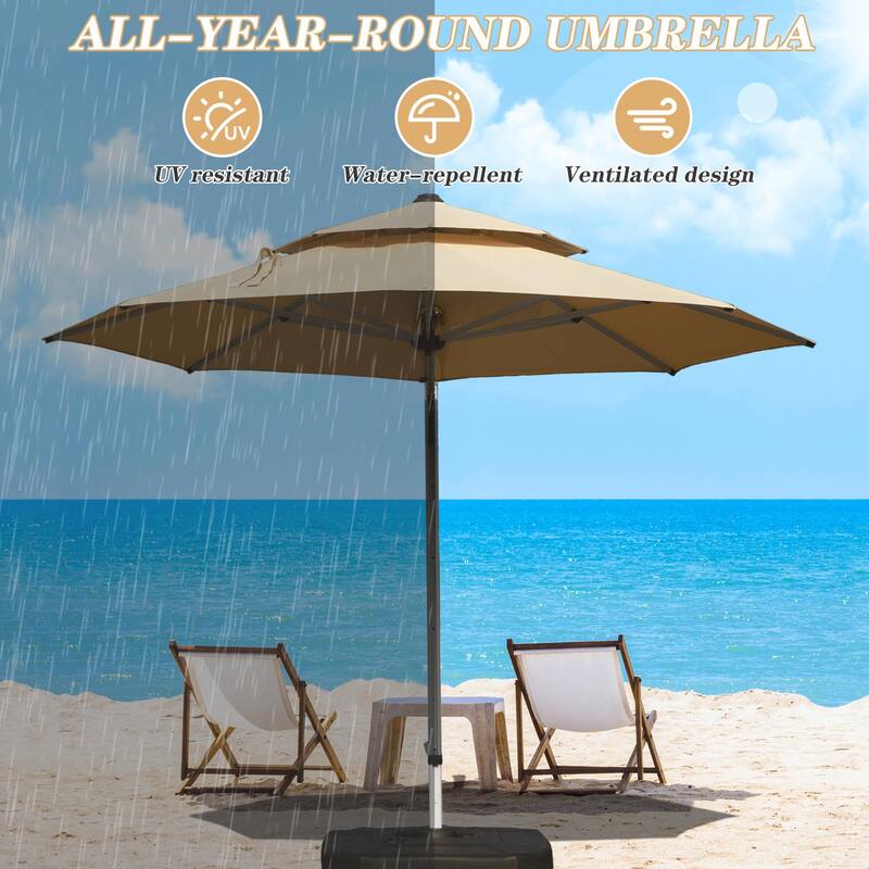 Aluminum Patio Umbrella - 360° Rotation, Hydraulic Lift